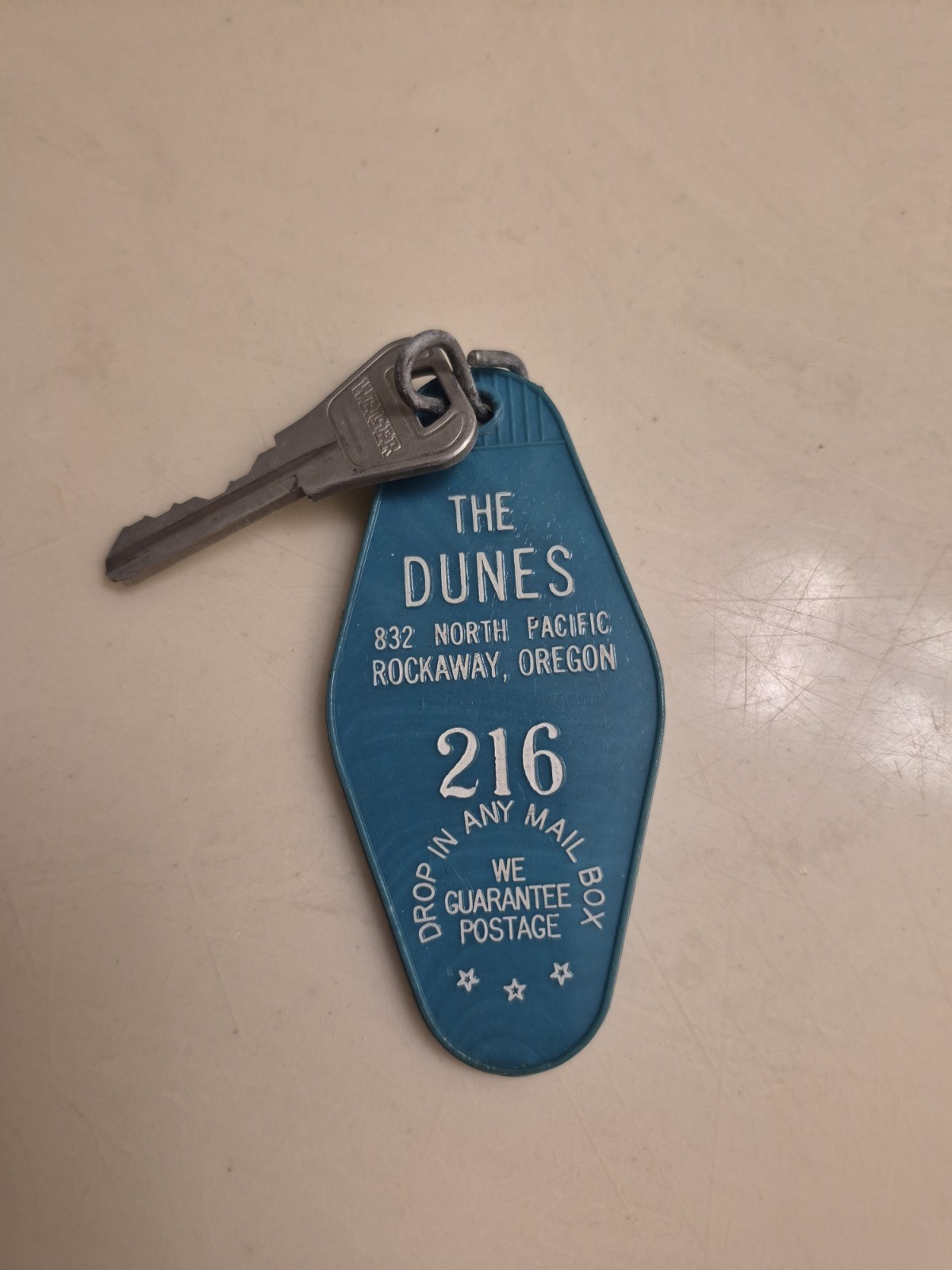 VTG The Dunes Motel Hotel Room Key Fob #216 Rockway Or Vacation VTG The Dunes Motel Hotel Room Key Fob #216 Rockway Or Vacation