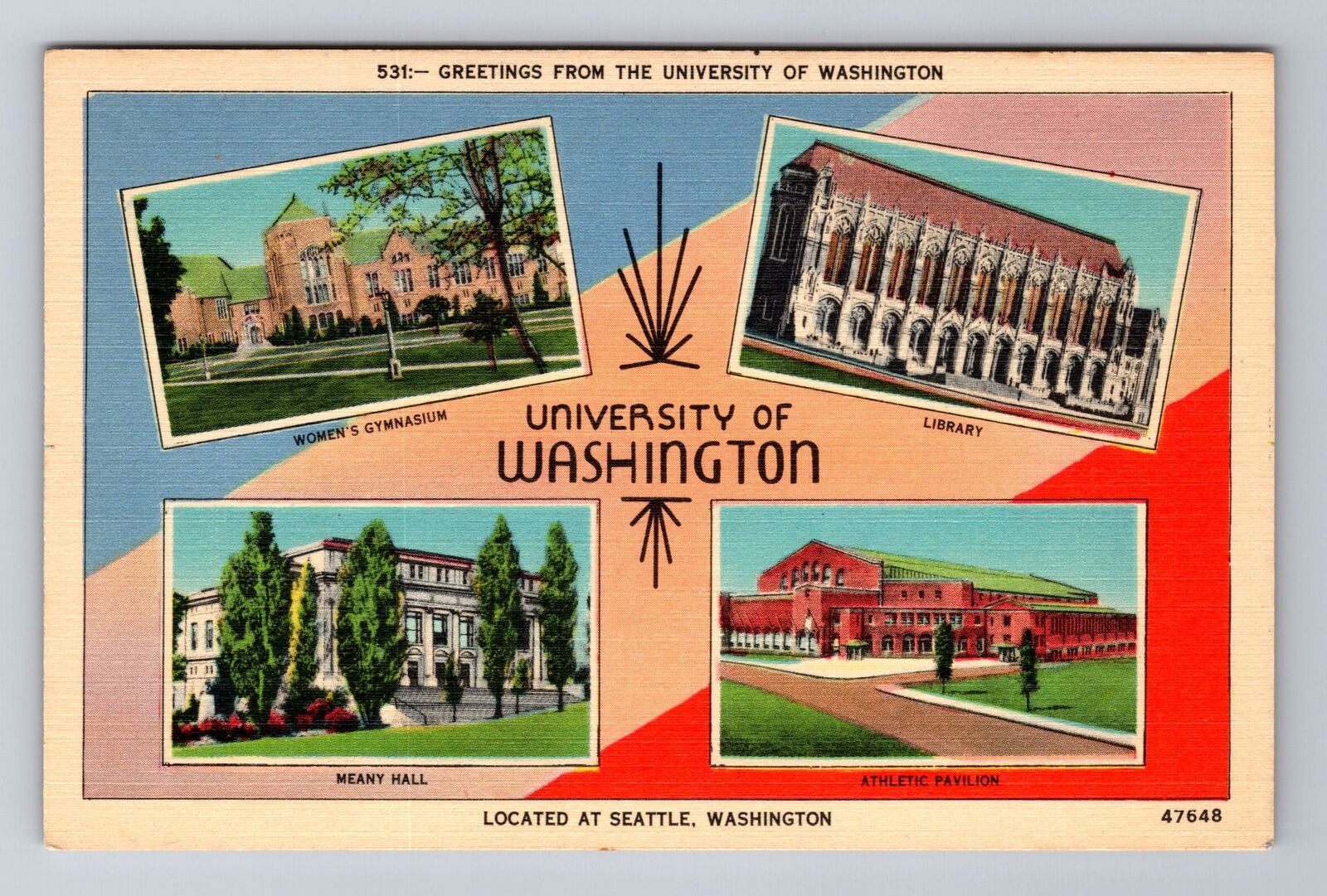 Seattle WA-Washington, University of Washington, Antique Vintage Postcard