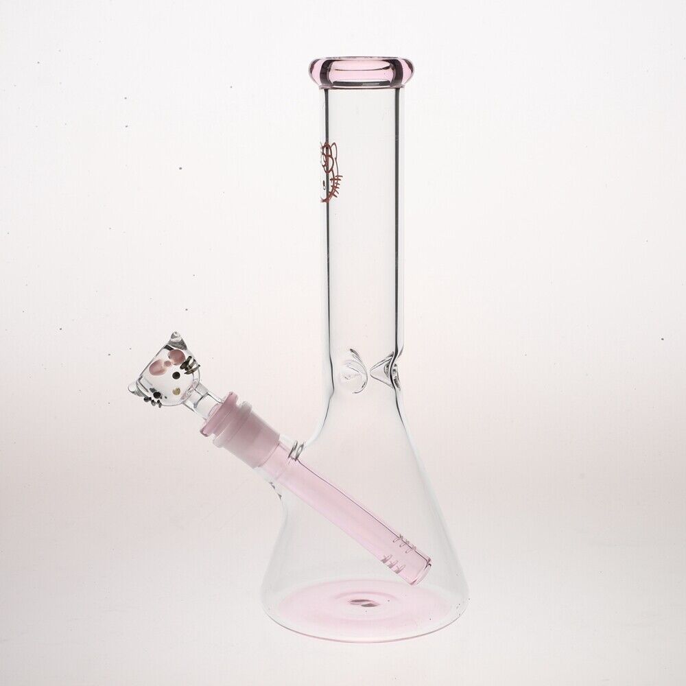 H25cm Pink Cute Printing Smoking Glass Bong Pipe/10inch Water Bong Hookah Pipe