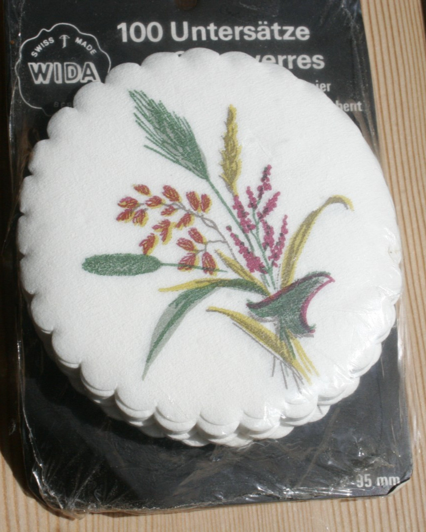 100 Vintage Wida Swiss Crepe Paper Coasters Fall Bouquet 3.75\ 100 Vintage Wida Swiss Crepe Paper Coasters Fall Bouquet 3.75\
