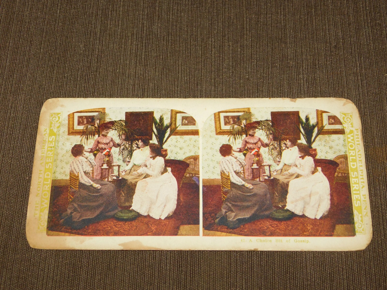 VINTAGE STEREOVIEW STEREOSCOPES CARD FUNNY A CHOICE BIT OF GOSSIP