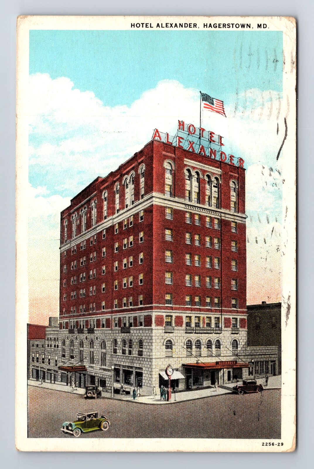 Hagerstown MD-Maryland, Hotel Alexander, Advertisement, Vintage c1929 Postcard