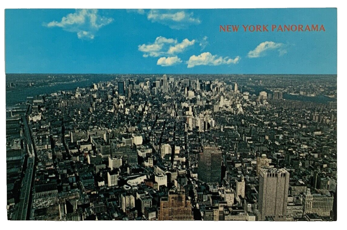 New York Panorama As seen from the Twin Towers NY Postcard Unposted