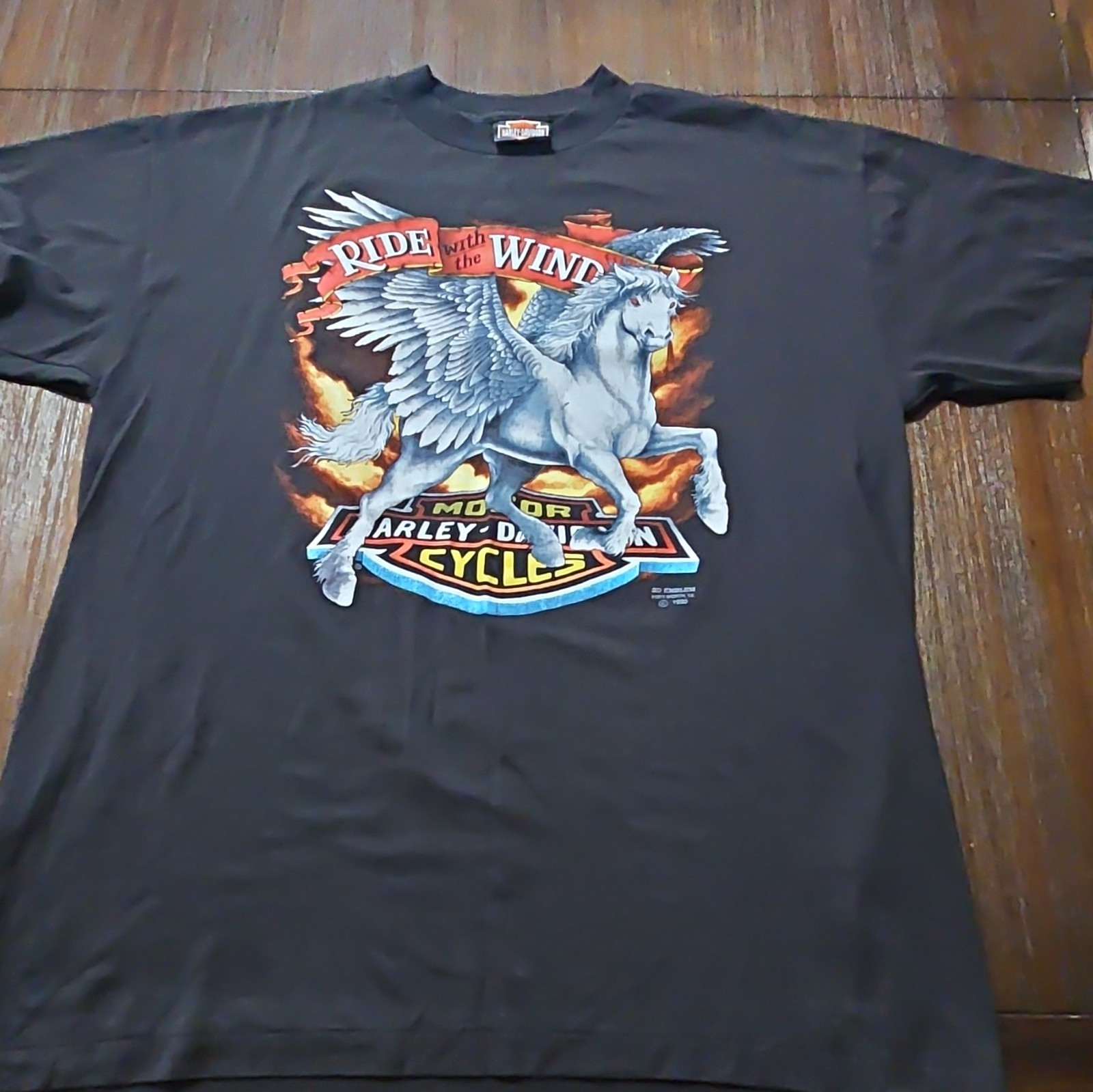 Vintage 1990 Harley Davidson 3D Emblem Ride With The Wind Pegasus T-Shirt XL Vintage 1990 Harley Davidson 3D Emblem Ride With The Wind Pegasus T-Shirt XL
