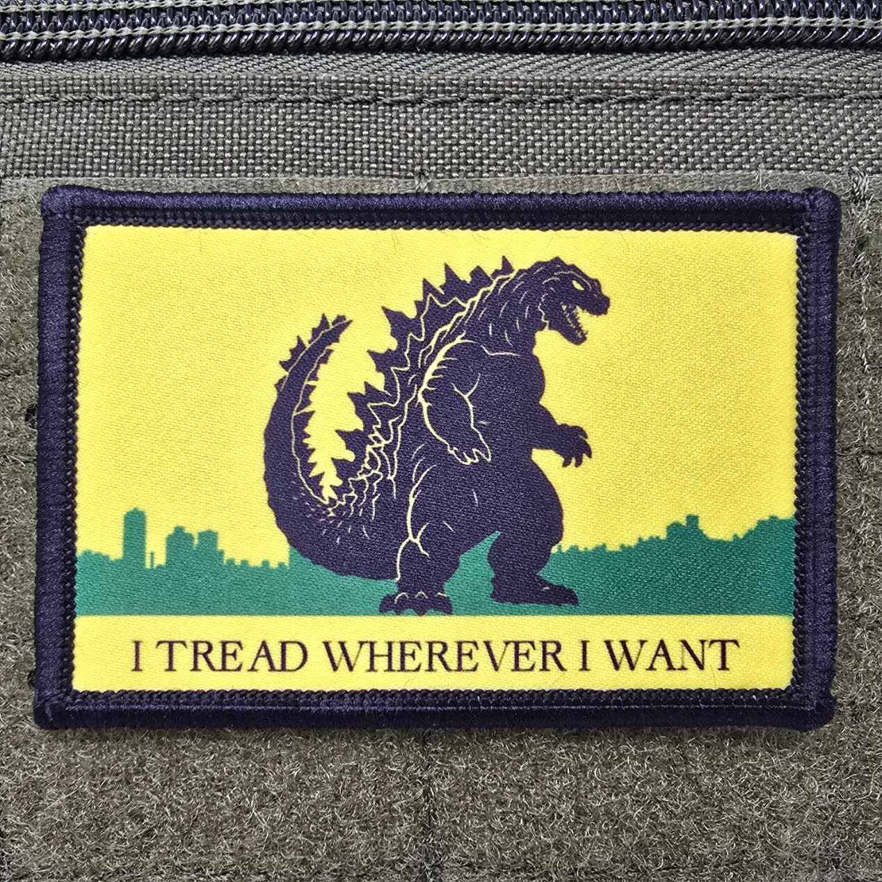Godzilla Tread On Me Morale Patch Tactical Military Army USA Hook & Loop 039 Godzilla Tread On Me Morale Patch Tactical Military Army USA Hook & Loop 039