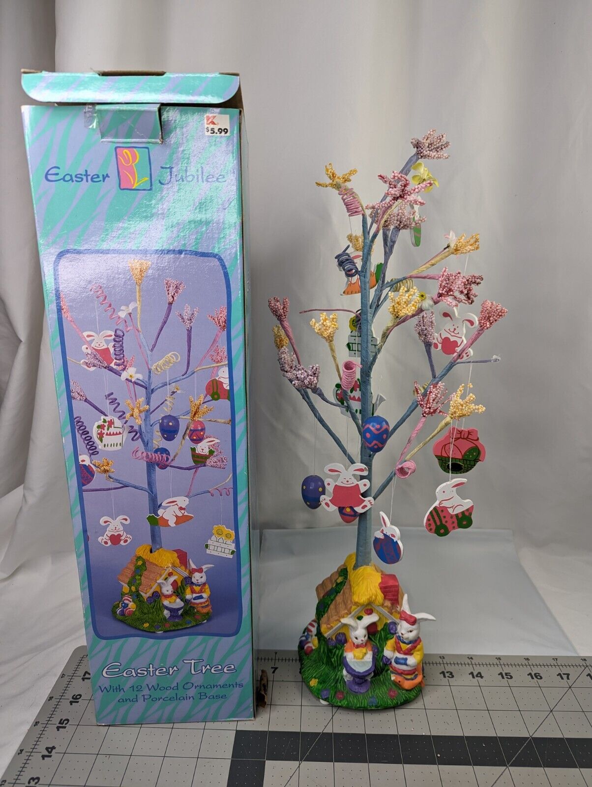 Easter Jubilee Tree with 12 Wood Ornaments Porcelain Base KMart