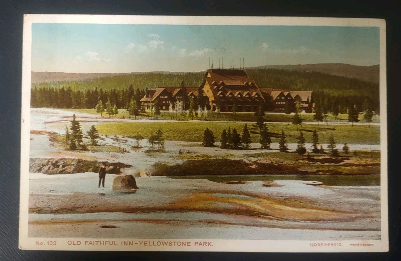 1910s Old Faithful Inn Yellowstone Park Postcard 133 Haynes Photo Germany Unused