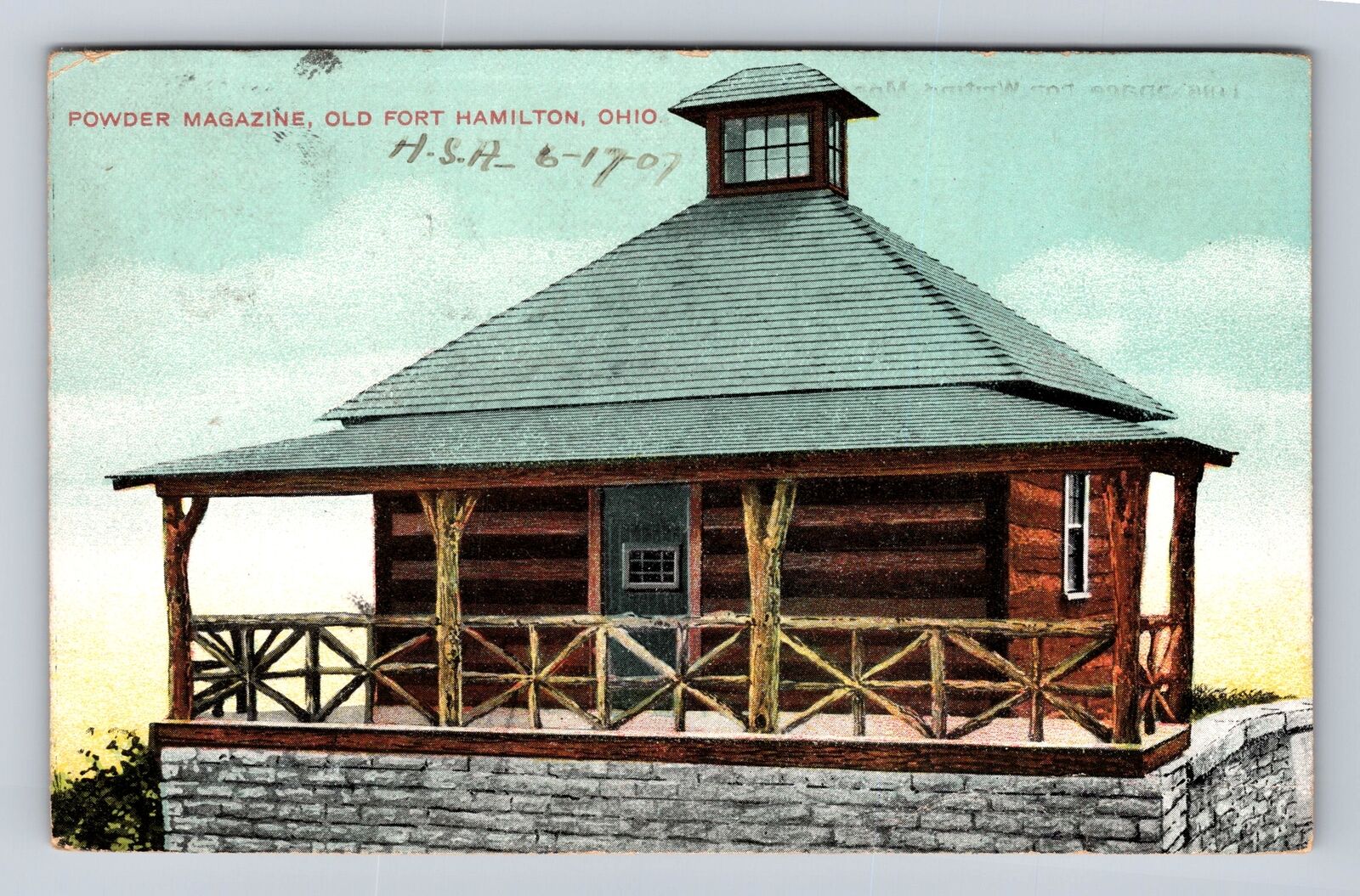 Old Fort Hamilton OH-Ohio, Powder Magazine, Antique Vintage c1907 Postcard