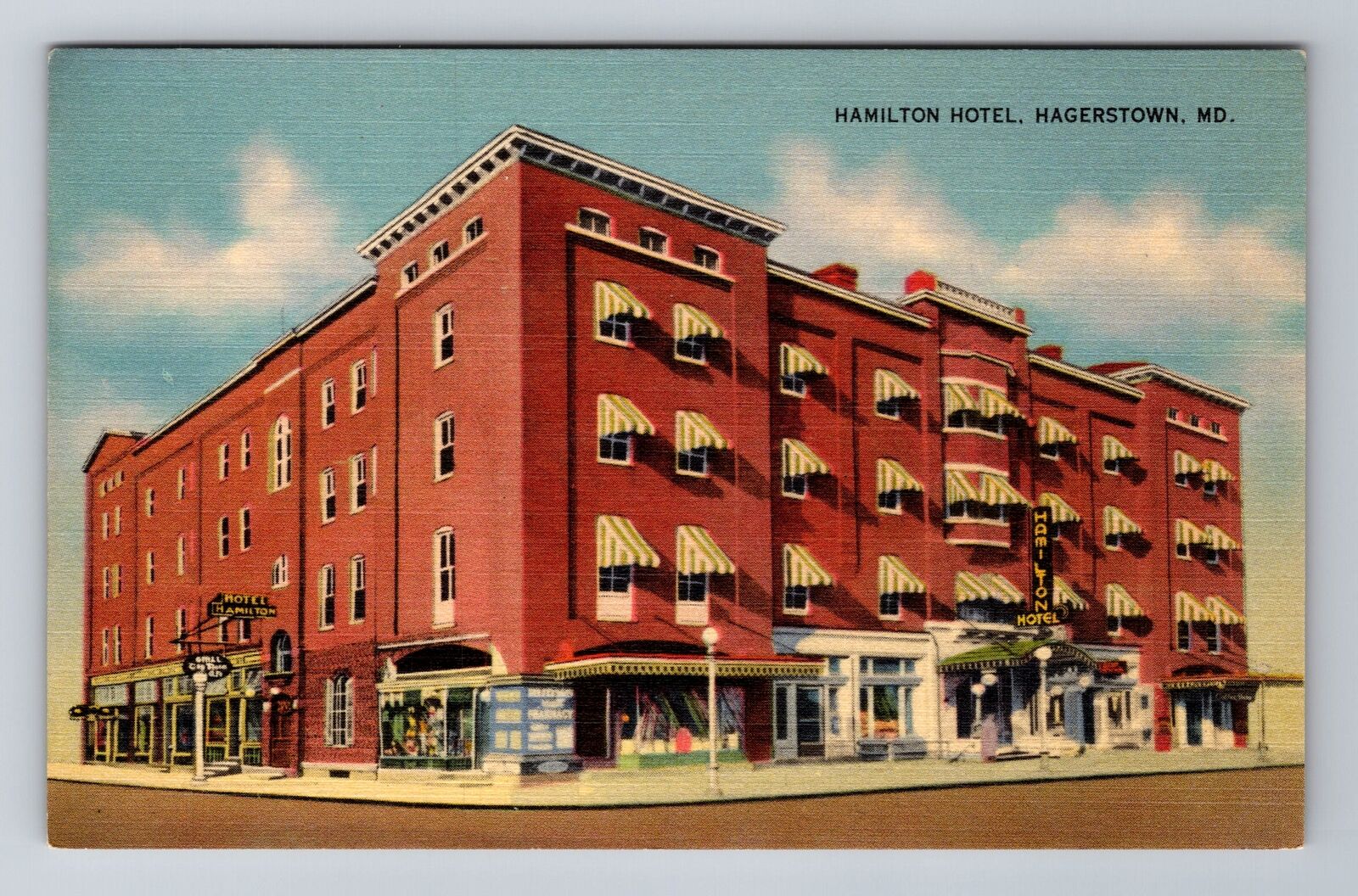 Hagerstown MD-Maryland, Hamilton Hotel, Advertising, Vintage Souvenir Postcard