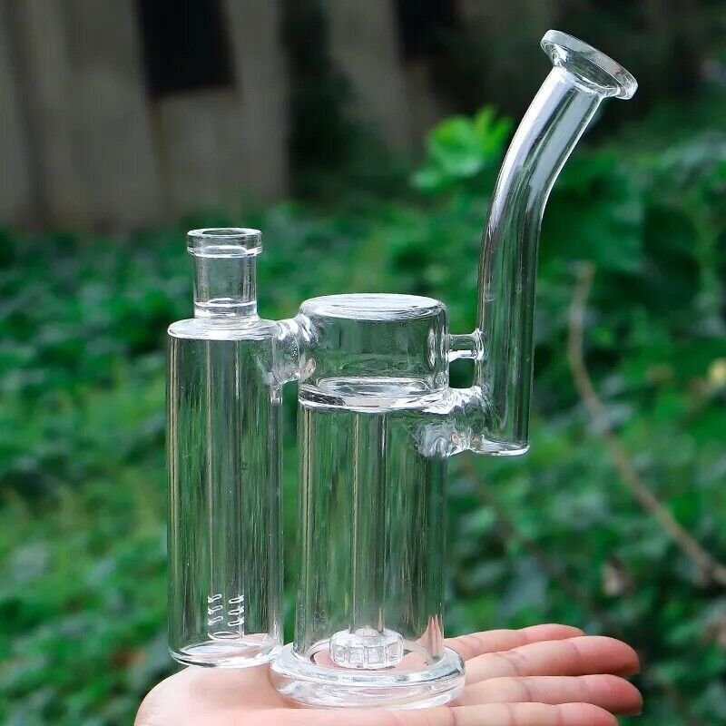 NEW Clear Glass Bong Recycler Tornado Hookahs Pyrex Double Percolator Water Pipe