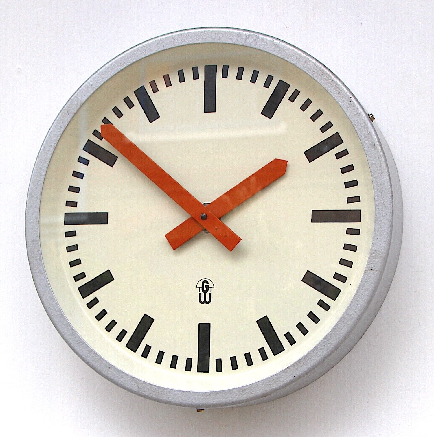 Dated Feb. 1967. East German Industrial Factory Midcentury Vintage Wall Clock