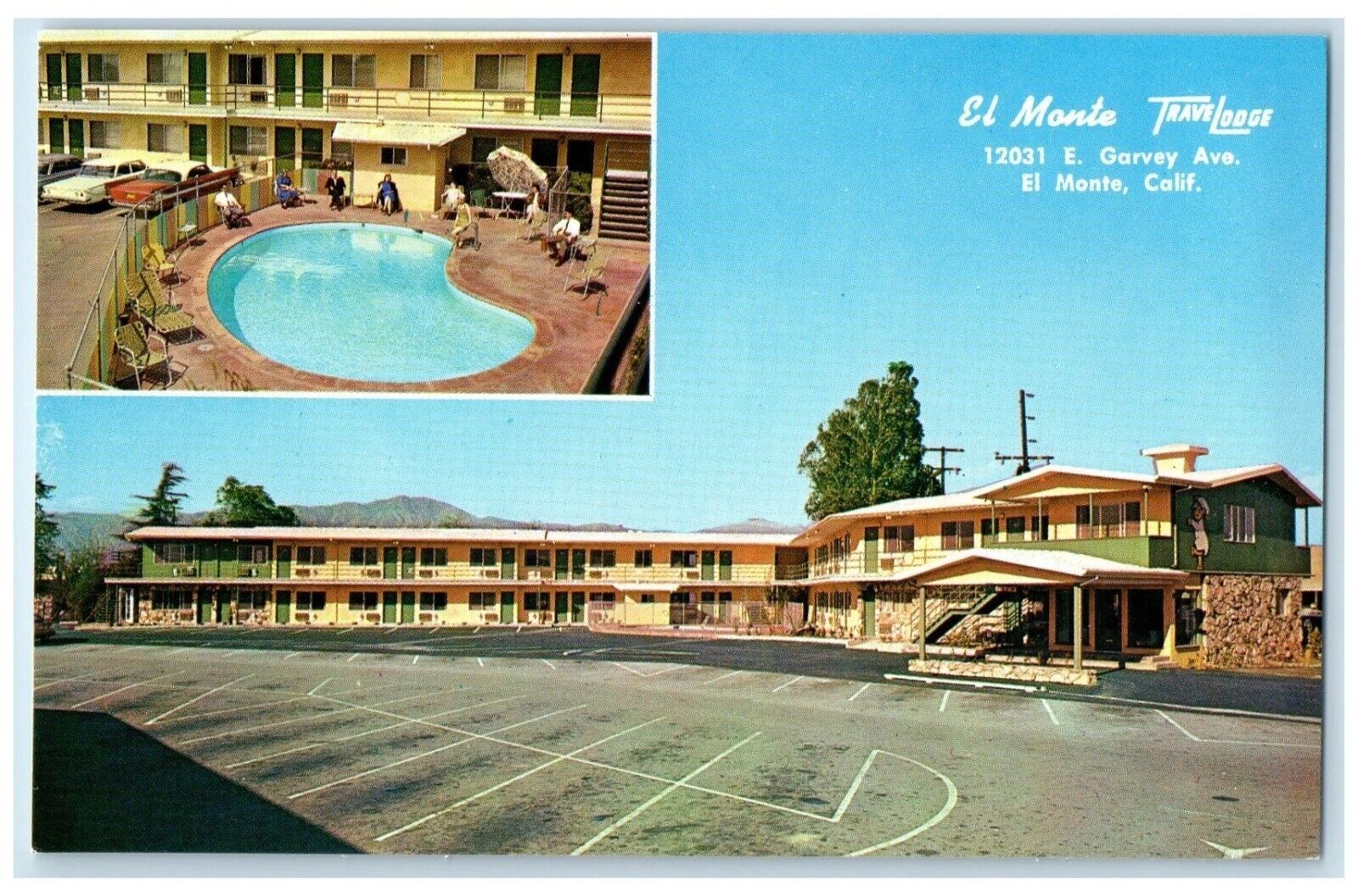 c1950's El Monte Travel Lodge El Monte California CA Dual View Vintage Postcard