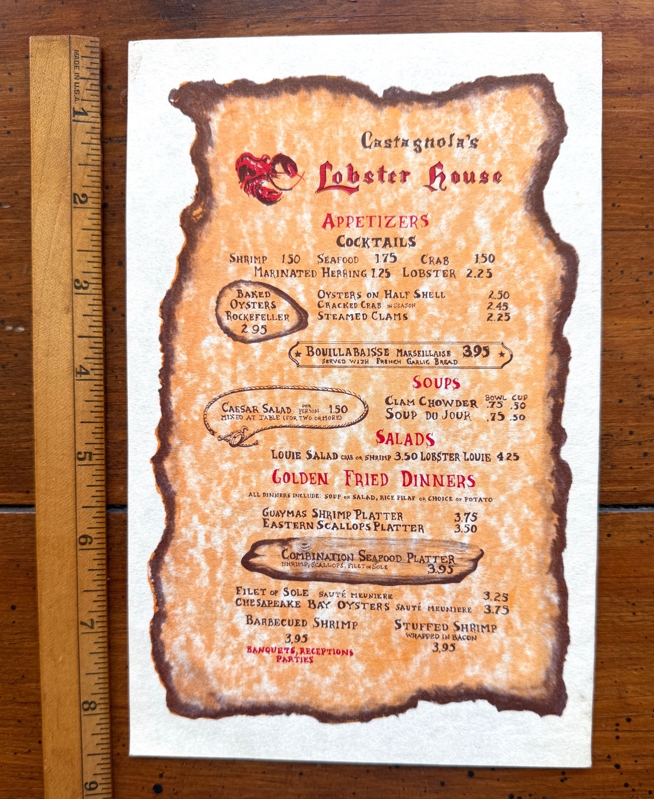 Vintage 1970s Castagnolas Lobster House Souvenir Mailer Menu Marina Del Rey CA Vintage 1970s Castagnolas Lobster House Souvenir Mailer Menu Marina Del Rey CA