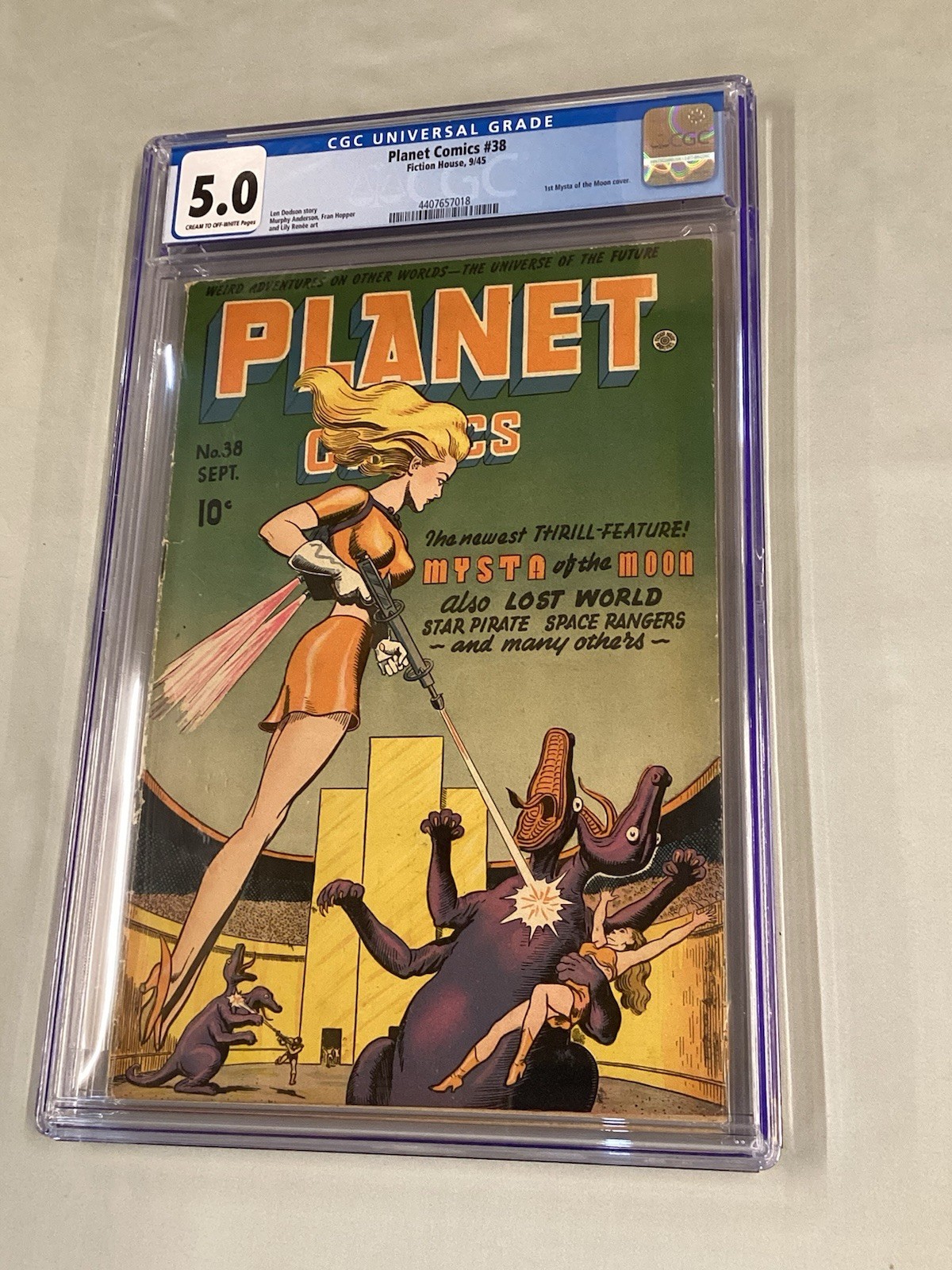 Planet Comics # 38 CGC 5.0 Fiction House 1945 1st Mysta Of The Moon Cover Planet Comics # 38 CGC 5.0 Fiction House 1945 1st Mysta Of The Moon Cover