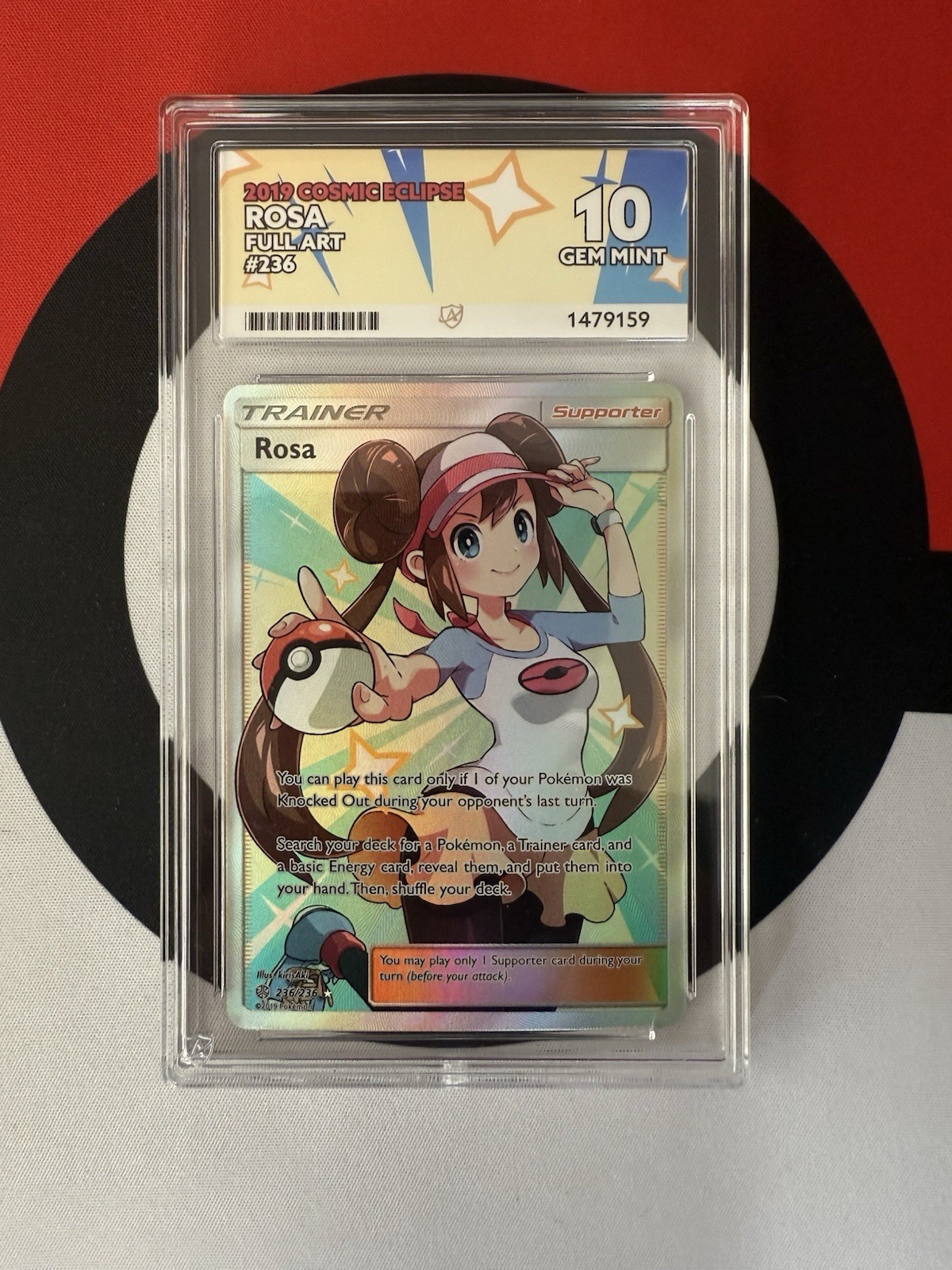 Rosa 236 Full Art Trainer 2019 Pokemon Sun & Moon Cosmic Eclipse | ACE 10 | 💎🔥