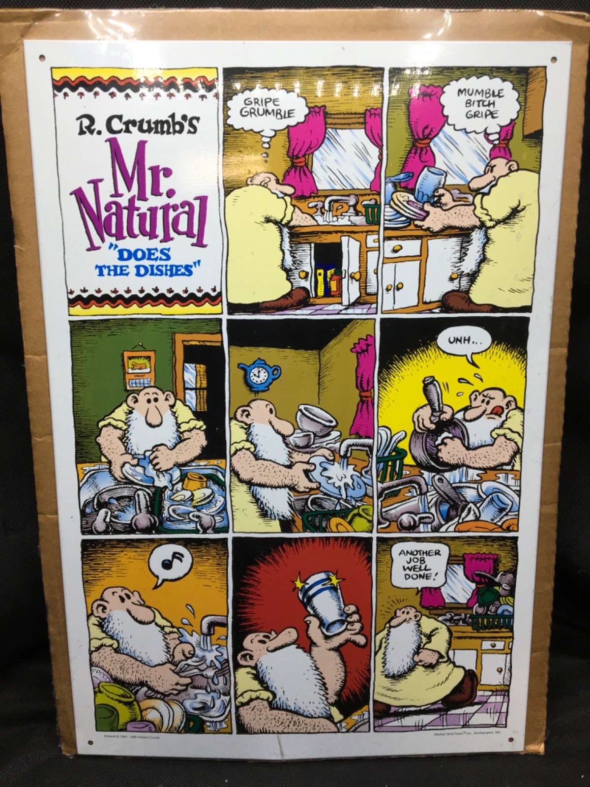 SEALED R. Crumb's Mr.Natural Does The Dishes Metal Sign Robert Crumb 1995