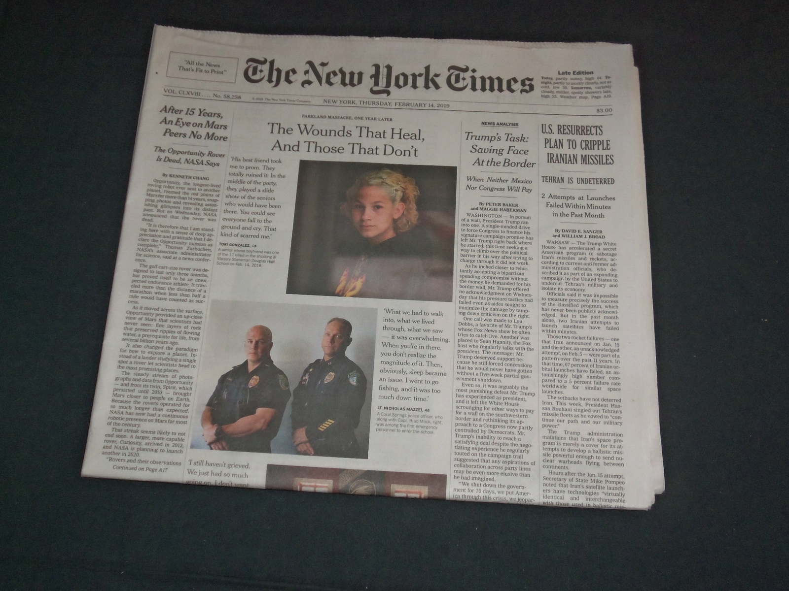 2019 FEBRUARY 14 NEW YORK TIMES - PARKLAND MASSACRE ON YEAR LATER