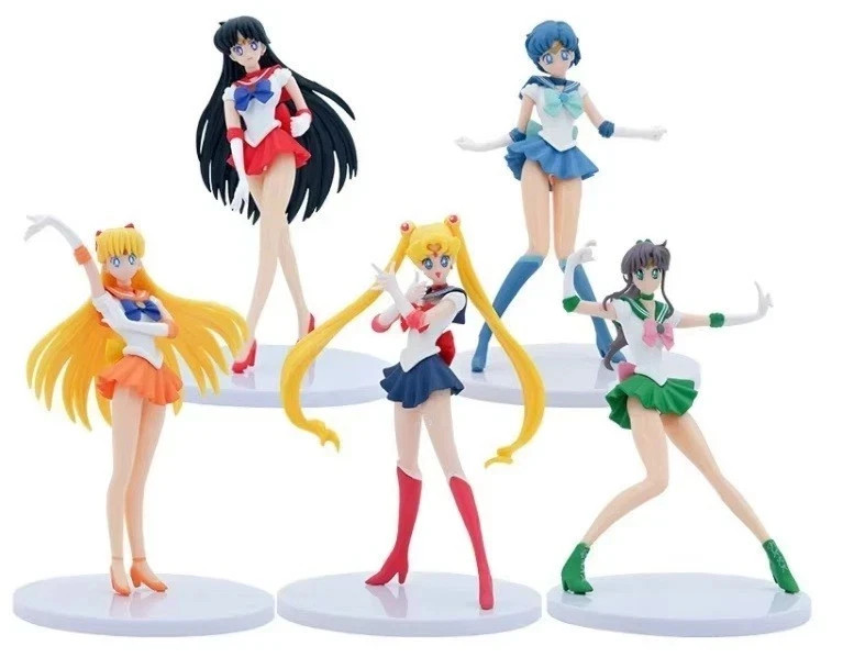 Set of 5 Sailor Moon Mars Mercury Jupiter Venus Action Figures Anime 7 Inches Set of 5 Sailor Moon Mars Mercury Jupiter Venus Action Figures Anime 7 Inches