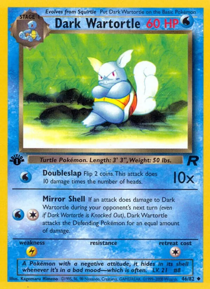 Pokemon Team Rocket Dark Wartortle #46/82 Unlimited English LP