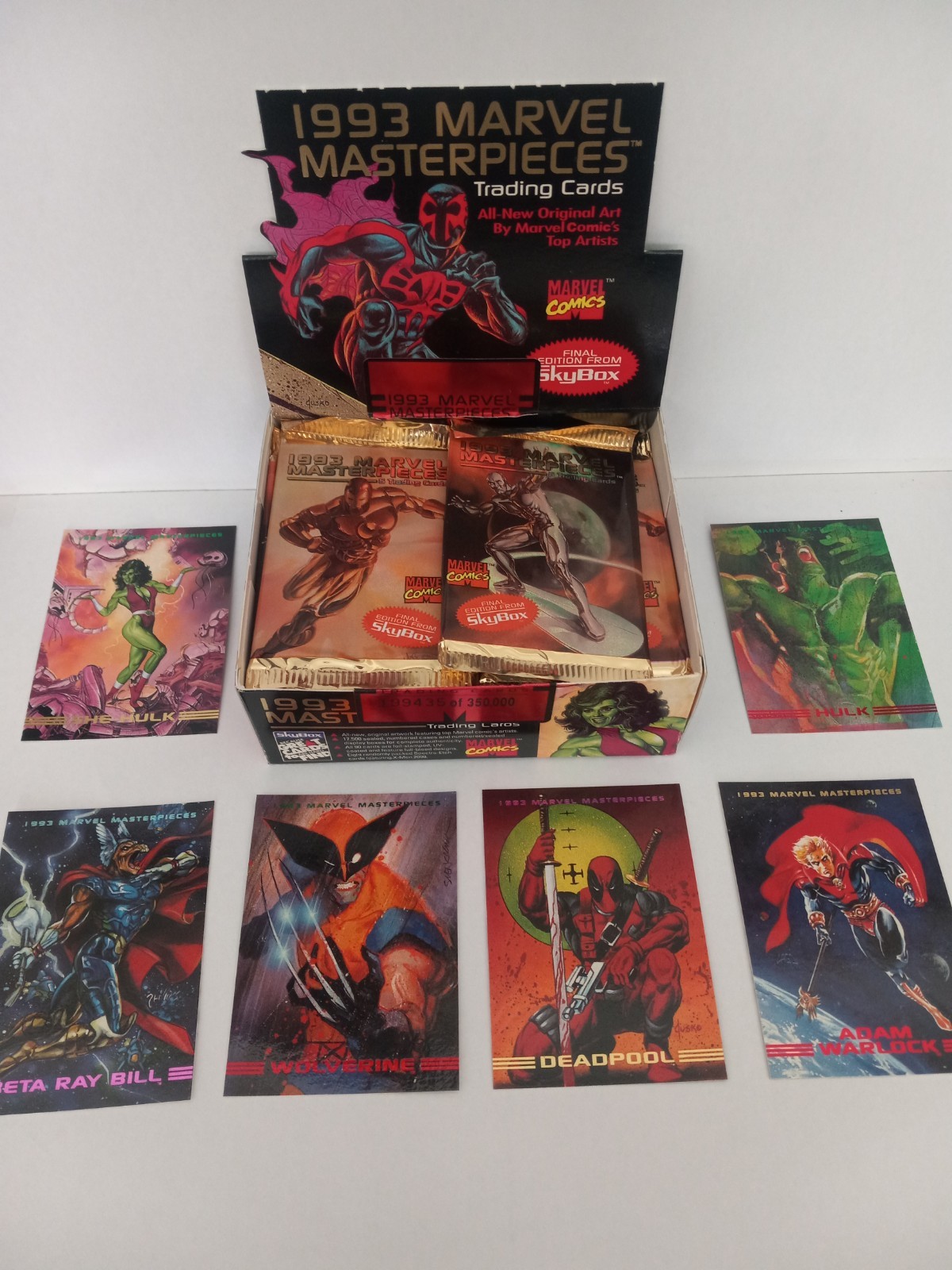 BOX FRESH & TESTED 4 SEALED PACKs 1993 MARVEL MASTERPIECES SKYBOX TRADING CARD BOX FRESH & TESTED 4 SEALED PACKs 1993 MARVEL MASTERPIECES SKYBOX TRADING CARD