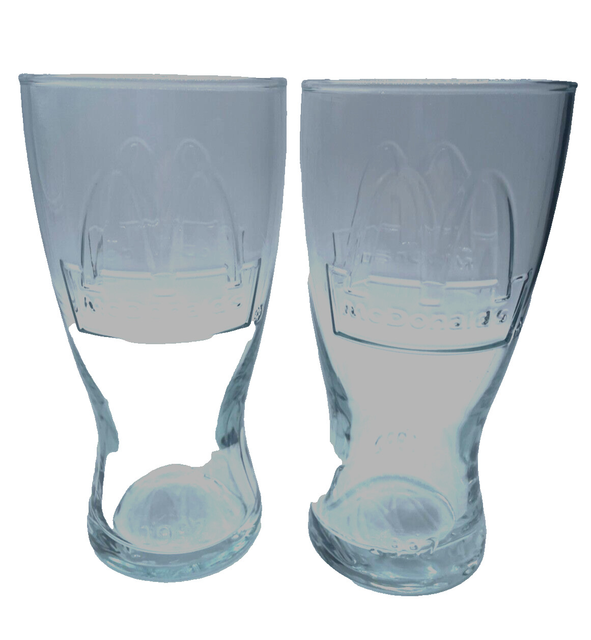 1992 McDonalds Drinking Glass Clear Raised Arches Vintage Set Of Two