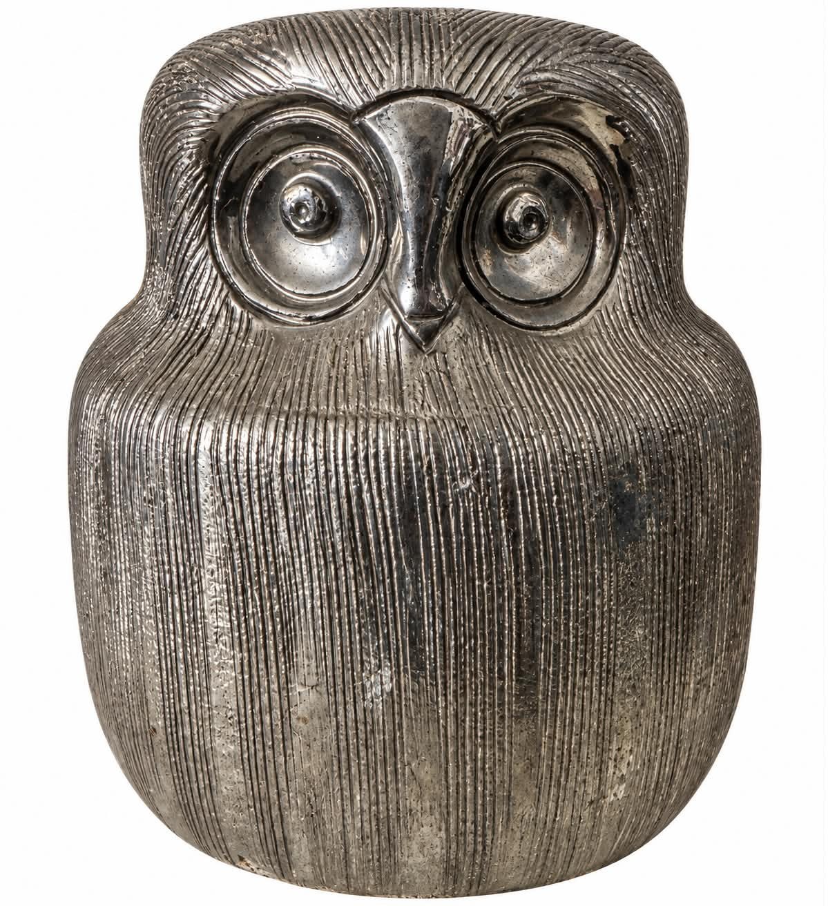 Vintage Rare BITOSSI Aldo Londi Owl Silver Pottery Italy 1970s Mid Century