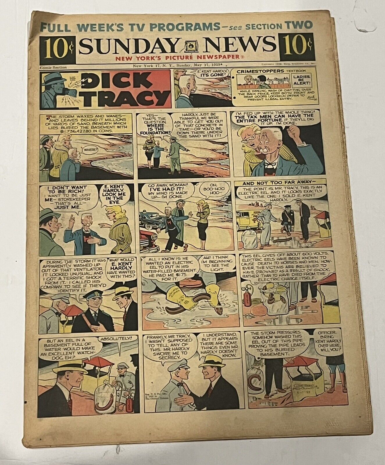 Sunday News Comic Strip Newspaper Insert Dick Tracy Terry Annie May 17 1959