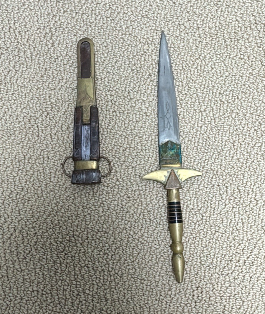 Vintage Handmade North African Tuareg-Style Ceremonial Dagger with Sheath