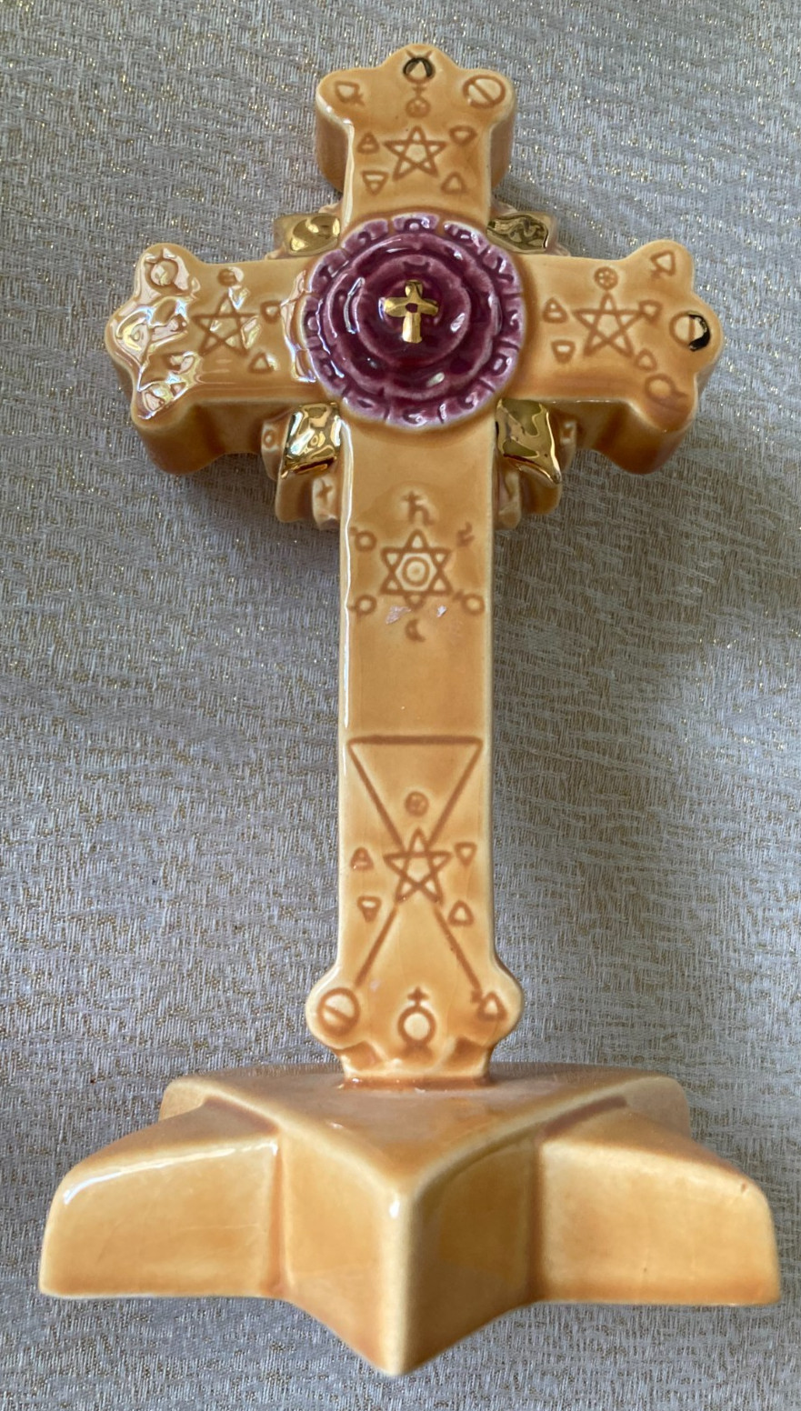 Vintage AMORC Rosicrucian Ceramic Rose Cross for Sanctum