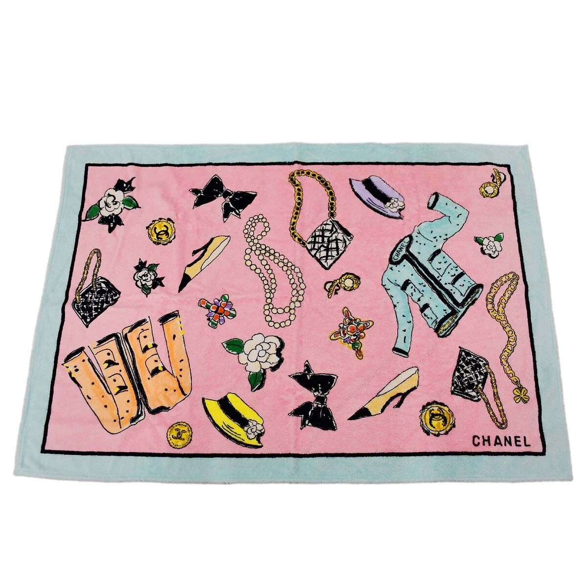 Chanel Icon Beach Towel Pink Small Good 57051