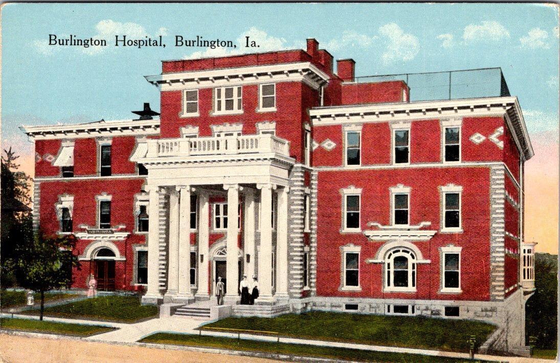 Burlington, IA Iowa  BURLINGTON HOSPITAL  Des Moines County  1914 Postcard