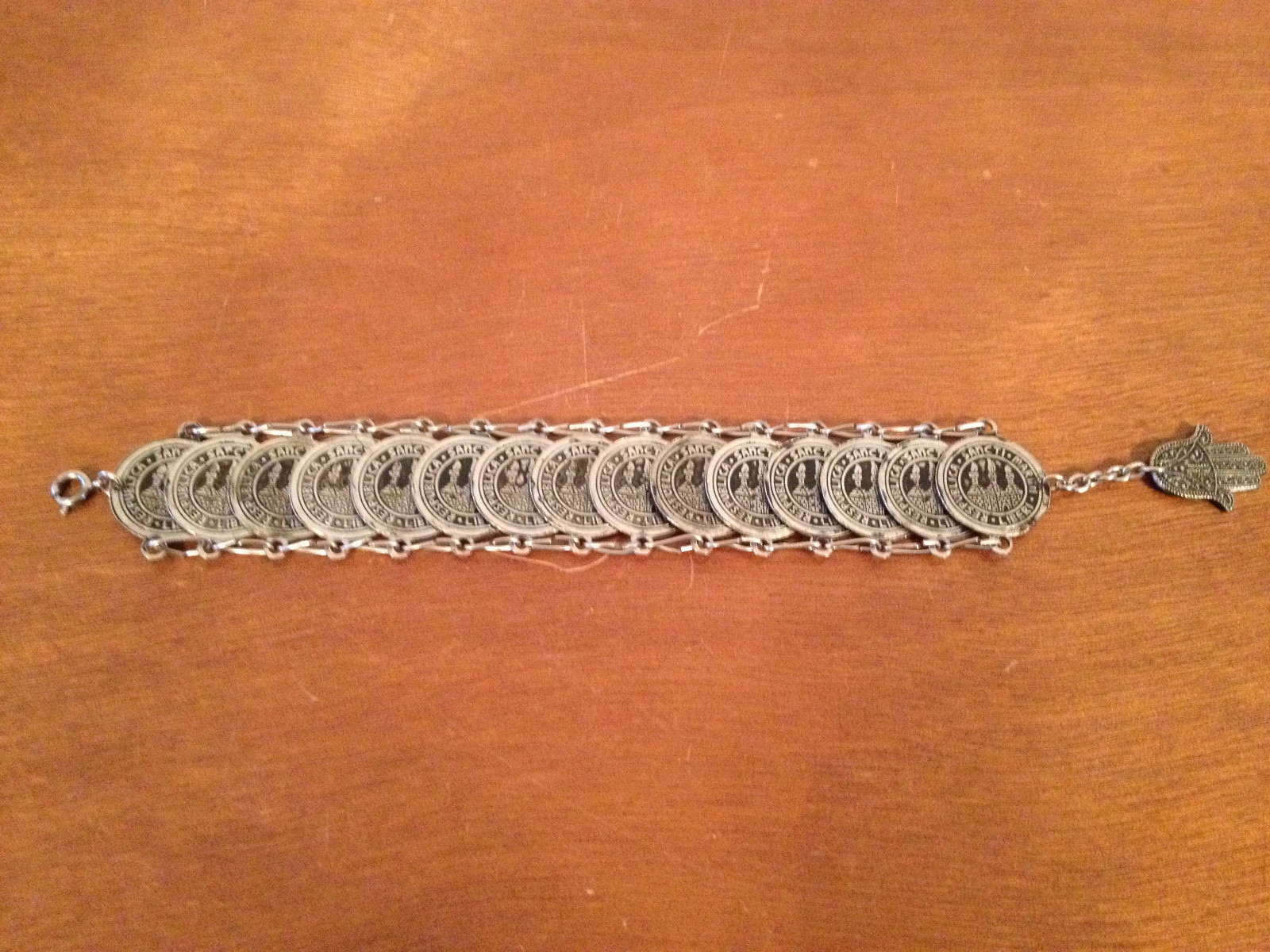 Vintage Morocco Souvenir de Maroc Bracelet w/ Faux Coin Decoration