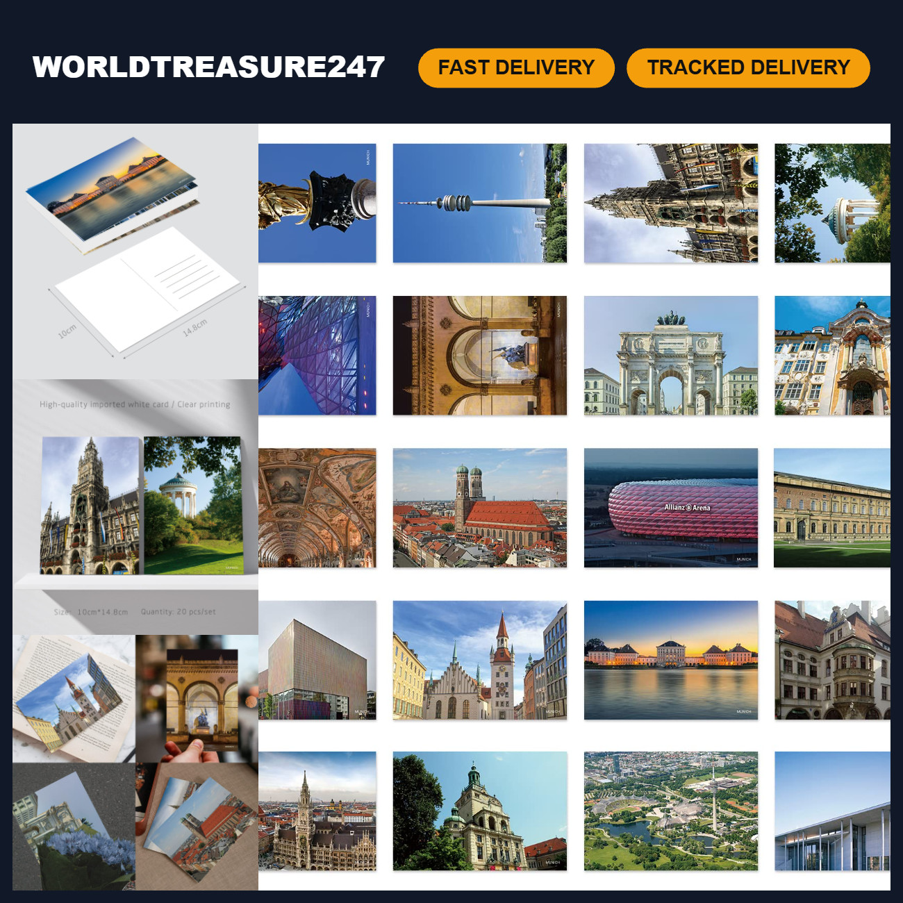 Set of 20 Munich Germany Travel Postcards - Scenic Views & Souvenirs Set of 20 Munich Germany Travel Postcards - Scenic Views & Souvenirs
