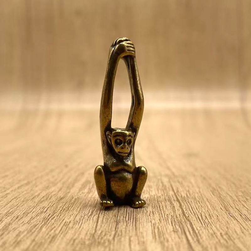 Vintage Brass Long Arm Monkey Keychain Pendant Mini Animal Figurine Key Ring Vintage Brass Long Arm Monkey Keychain Pendant Mini Animal Figurine Key Ring