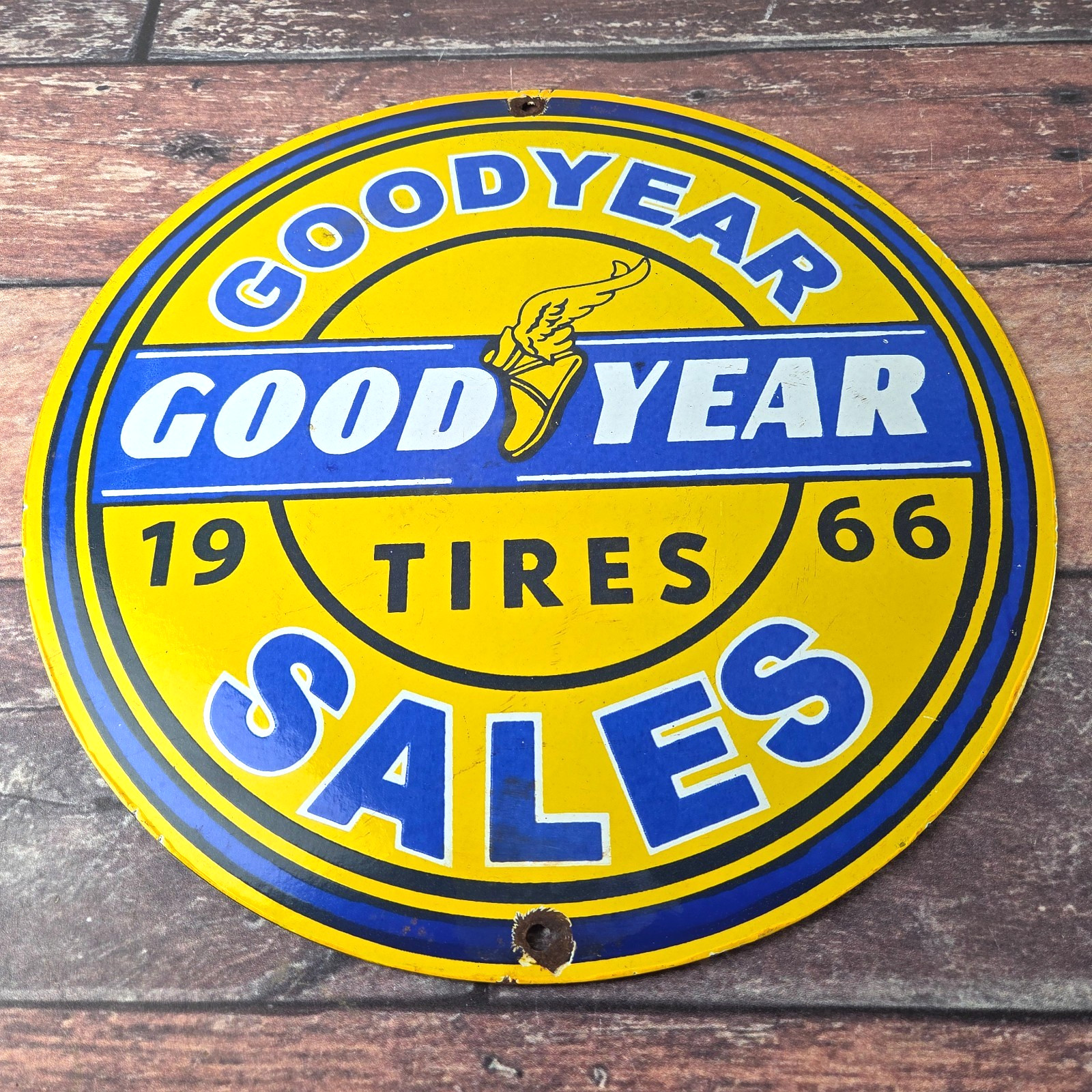 Vintage Tires Sign - Advertising Porcelain Gas Pump Service Tires Sign