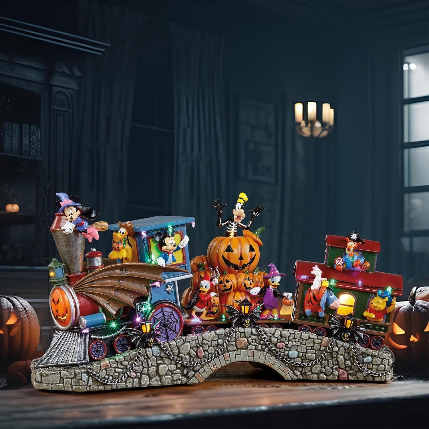 Disney Halloween  Mickey Characters Train with Lights & Music Centerpiece NEW