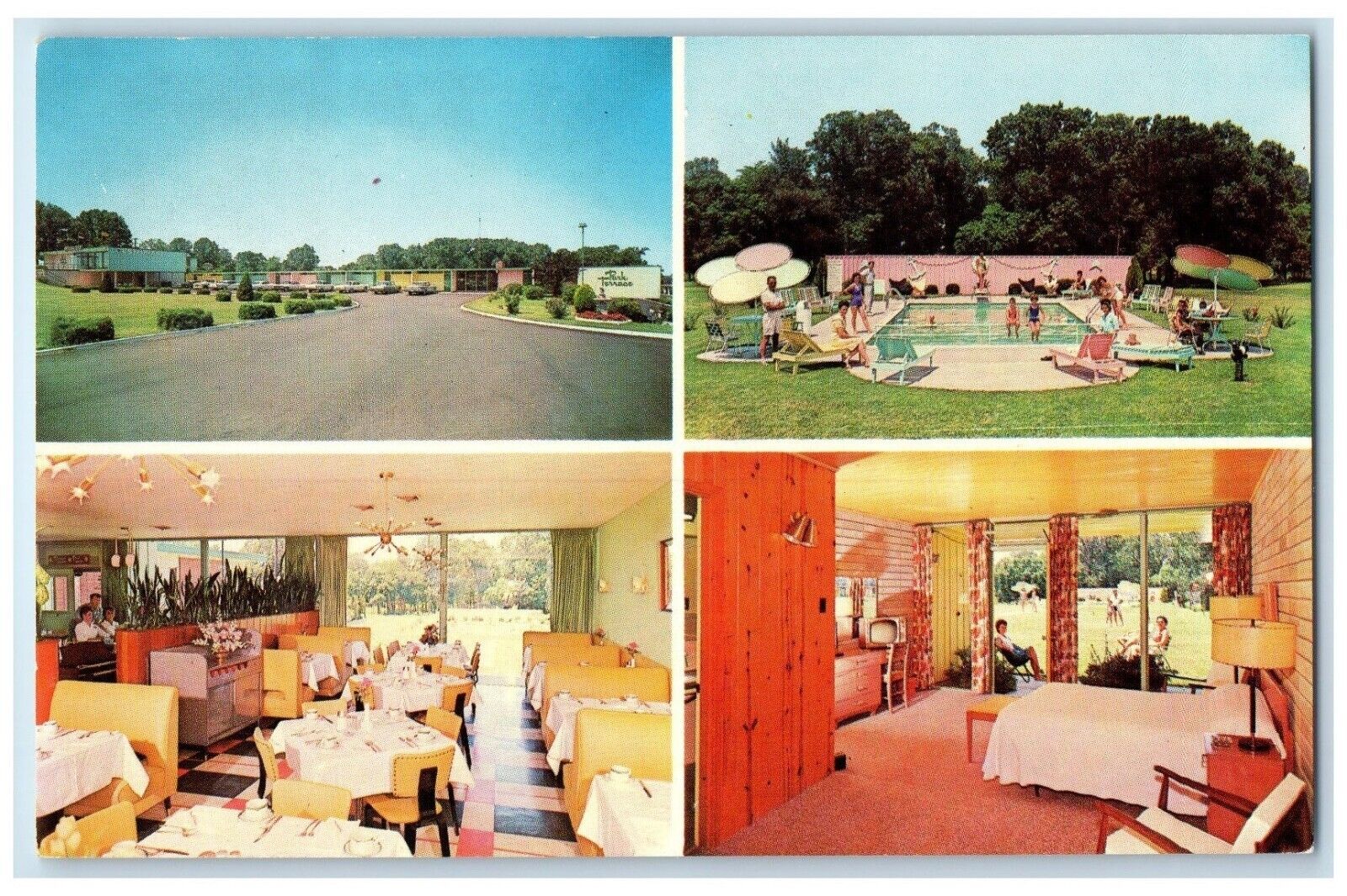 c1960 Park Terrace Motel Restaurant Gift Shop Fulton Kentucky Multiview Postcard