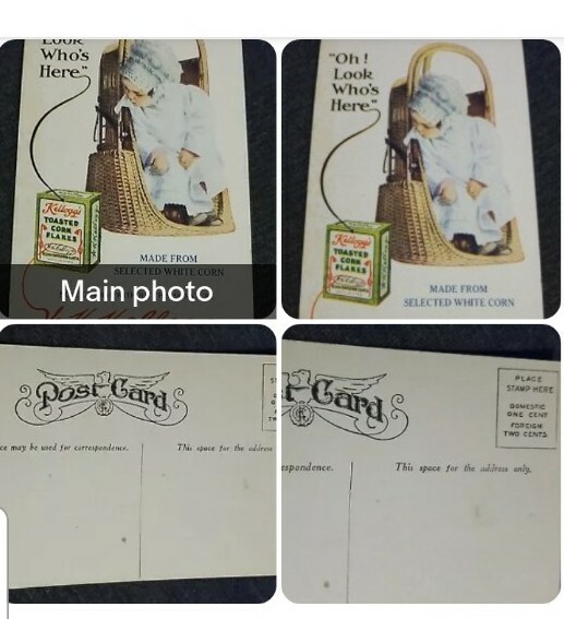Vtg 1907 Kellogg\'s Corn Flakes Cereal Baby Basket Original Advertising Postcard
