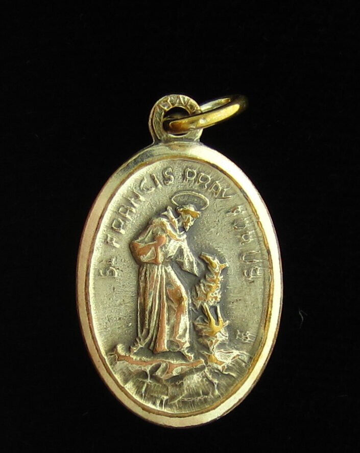 Vintage Saint Francis Medal Religious Holy Catholic Saint Anthony
