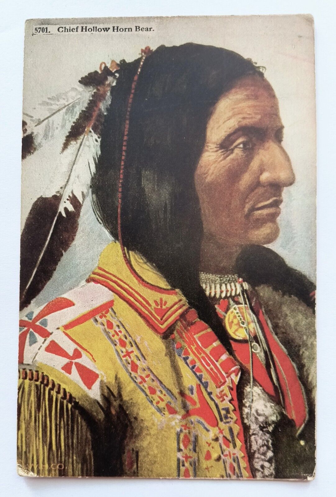 c1910 Chief Hollow Horn Bear Indian Native American Vintage Postcard D2