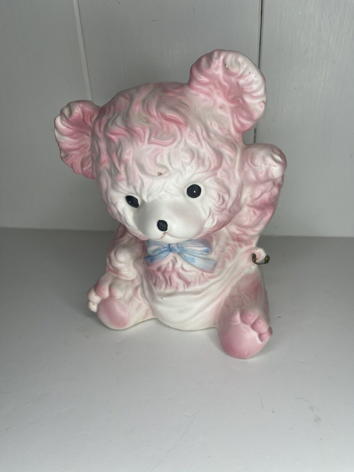 Vintage Relpo Pink Teddy Bear in Diaper Planter Japan