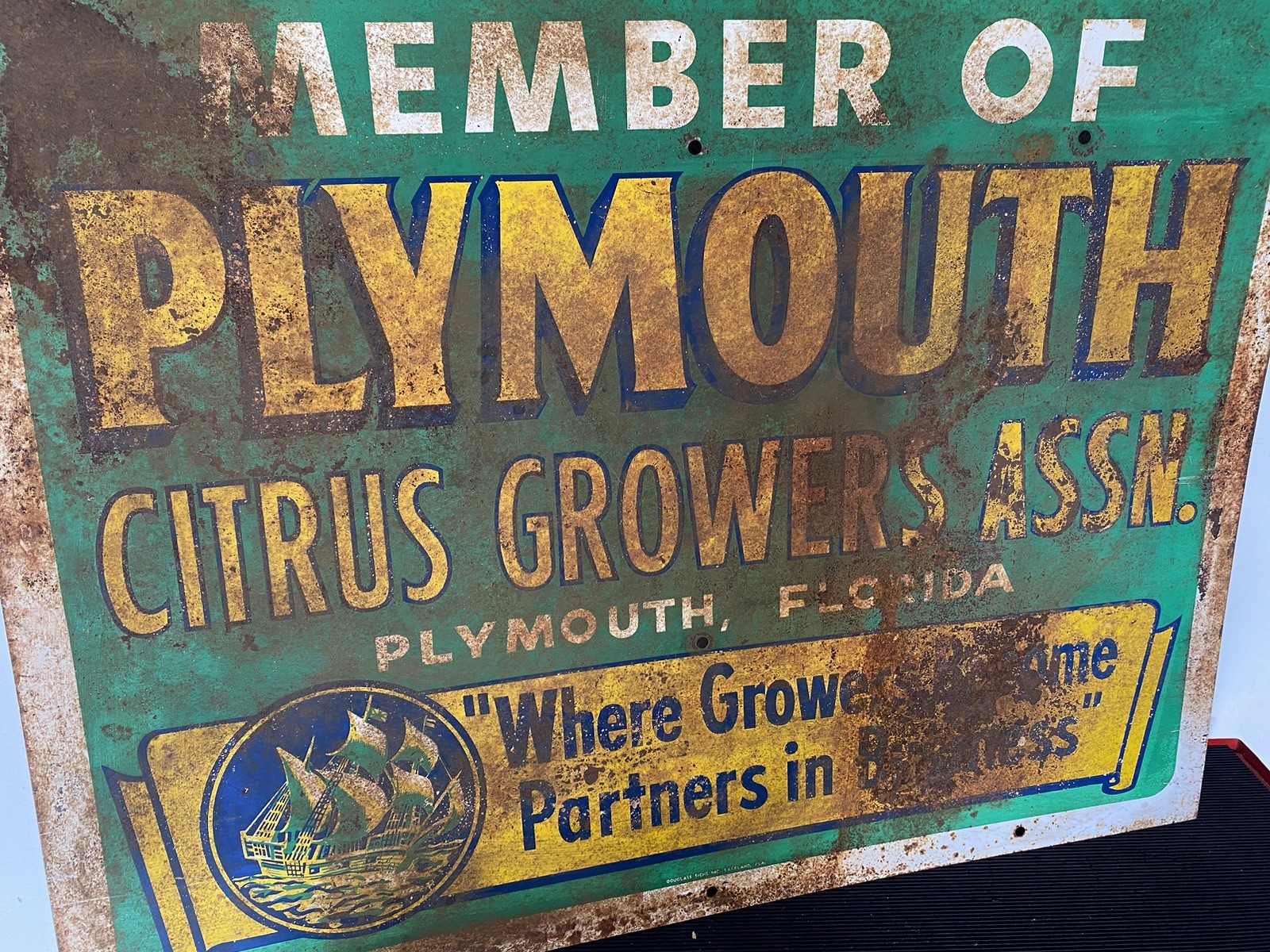 Vintage Original Citrus Growers Assn. Sign- Plymouth, Florida Orange Grove Rare Vintage Original Citrus Growers Assn. Sign- Plymouth, Florida Orange Grove Rare
