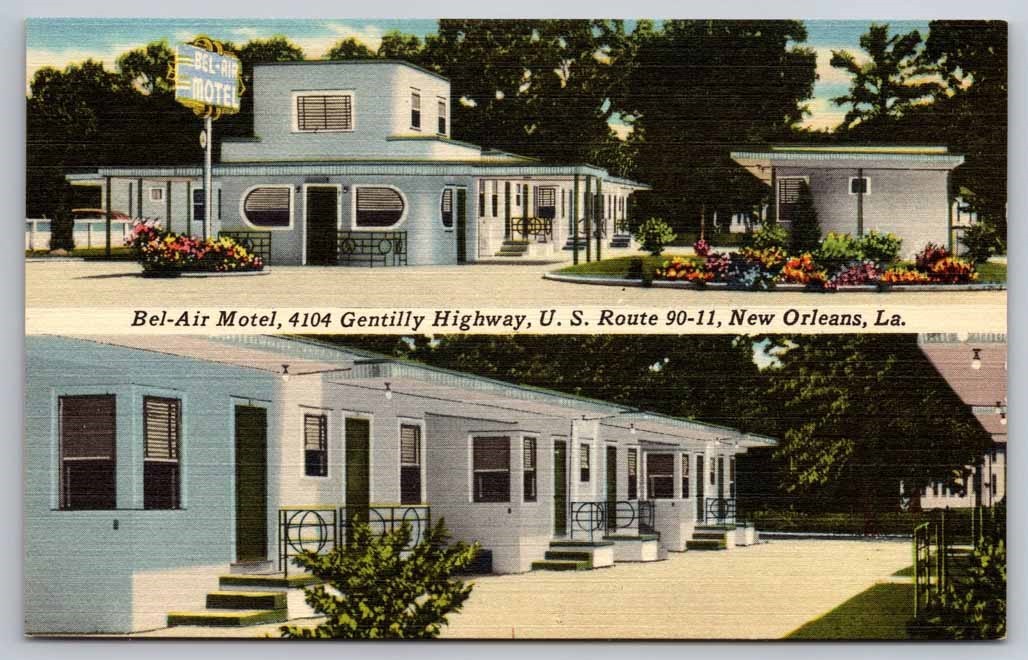 Bel-Air Motel New Orleans LA Linen Postcard Bel-Air Motel New Orleans LA Linen Postcard