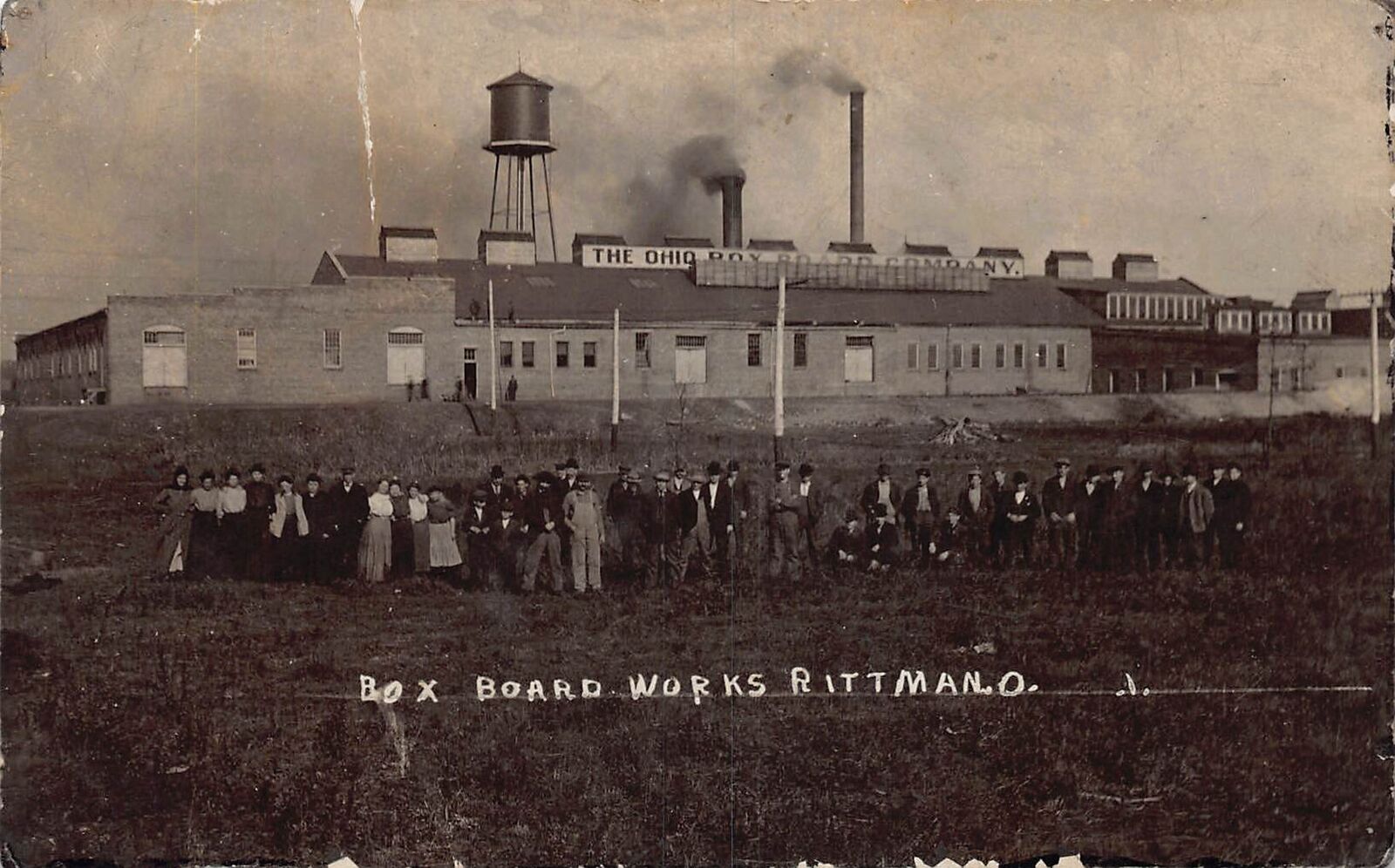 ZC1/ Rittman Ohio RPPC Postcard c1910 Box Board Factory Workers 124