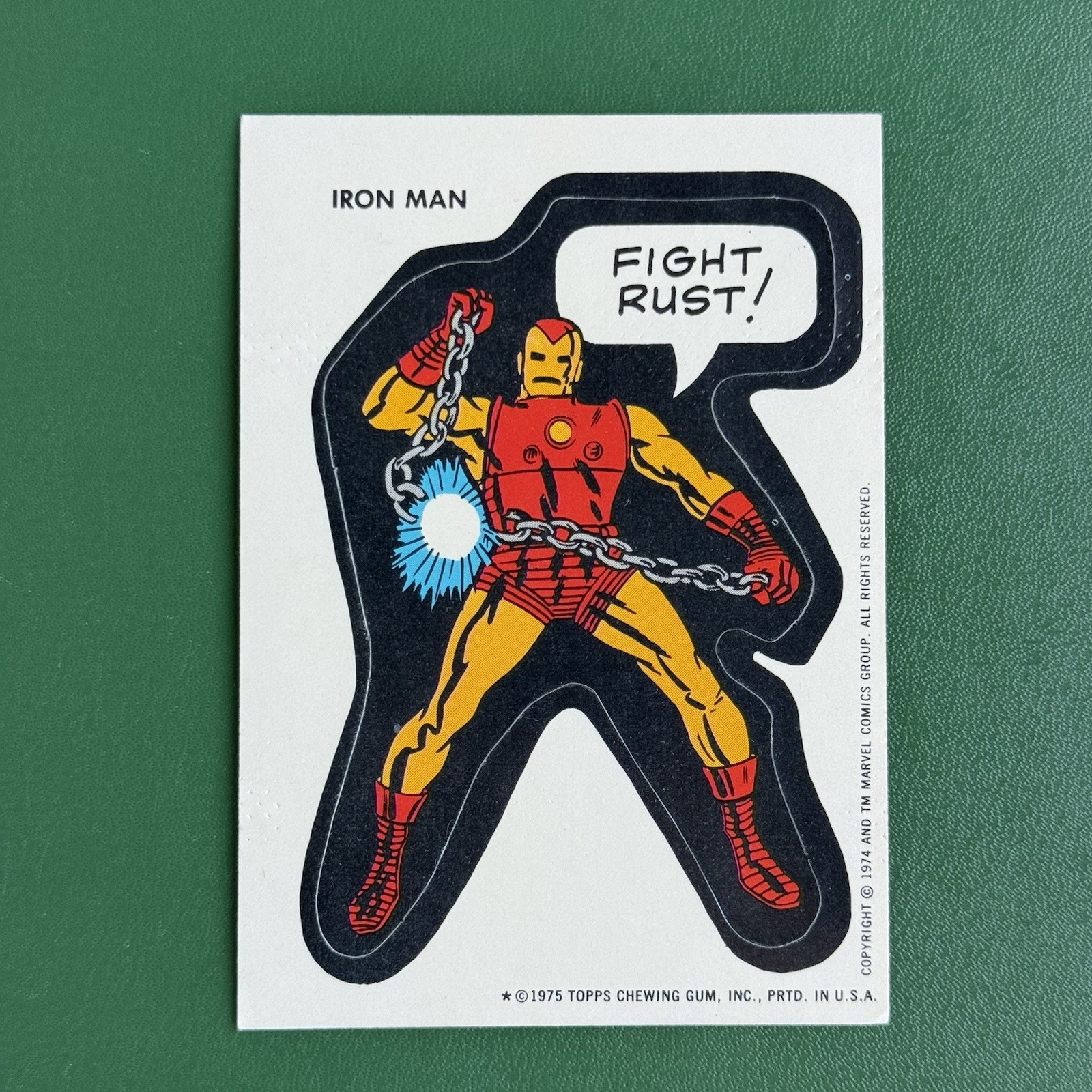 1974-1975 Topps Marvel Iron Man Comic Superhero Sticker Card