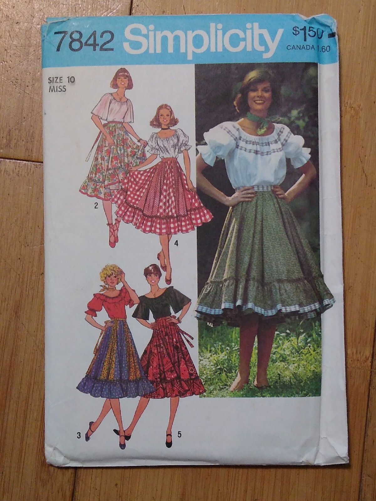 Simplicity Sewing Pattern Blouse & Ruffled Skirt 7842 Size 10 miss Vintage 1976 Simplicity Sewing Pattern Blouse & Ruffled Skirt 7842 Size 10 miss Vintage 1976