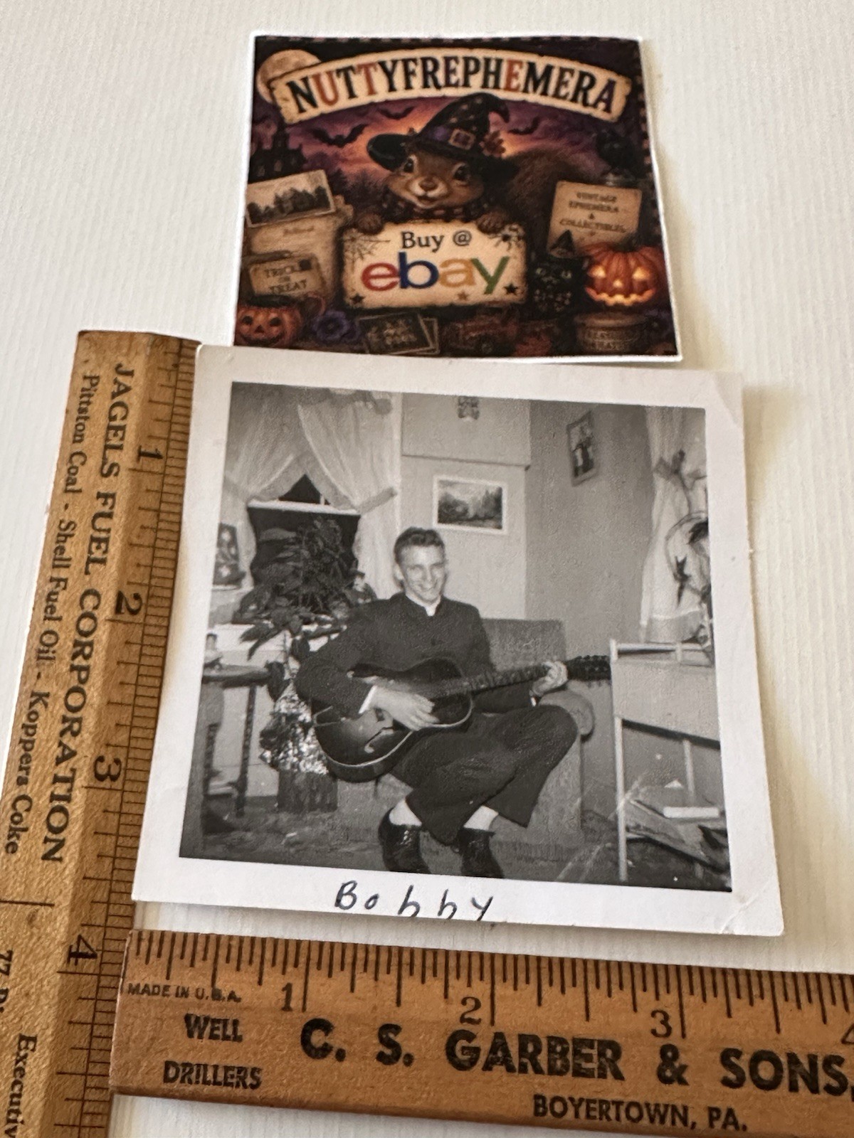 Snapshot Photo Vintage “ Bobby Playing His Guitar Snapshot Photo Vintage “ Bobby Playing His Guitar