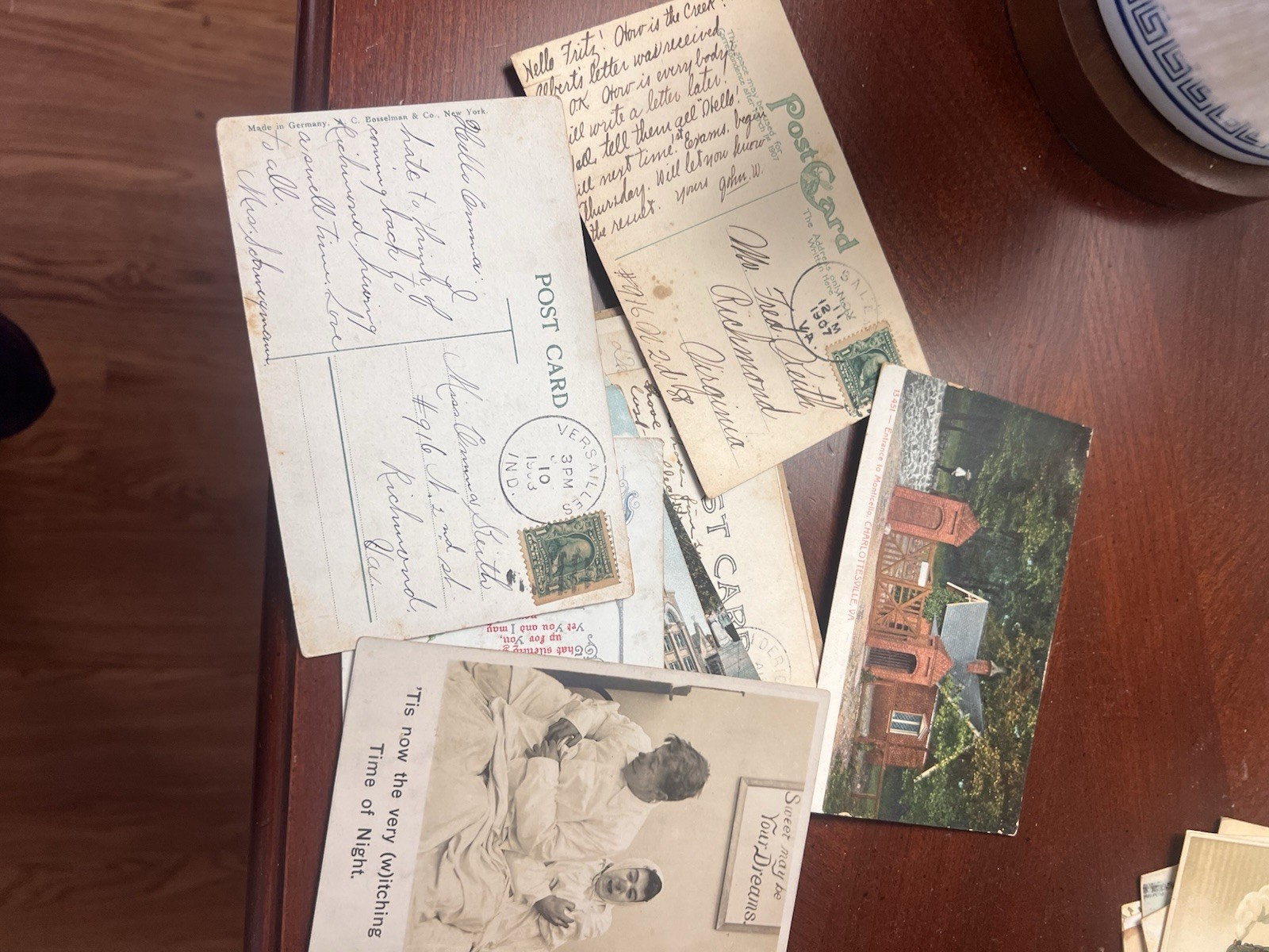 Antique Stamped Postcards From 1908 with Original Stamps