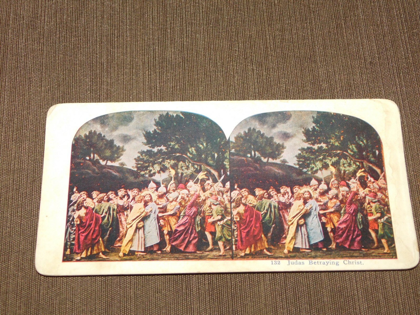 VINTAGE STEREOVIEW STEREOSCOPES CARD CHRIST JUDAS BETRAYING CHRIST VINTAGE STEREOVIEW STEREOSCOPES CARD CHRIST JUDAS BETRAYING CHRIST