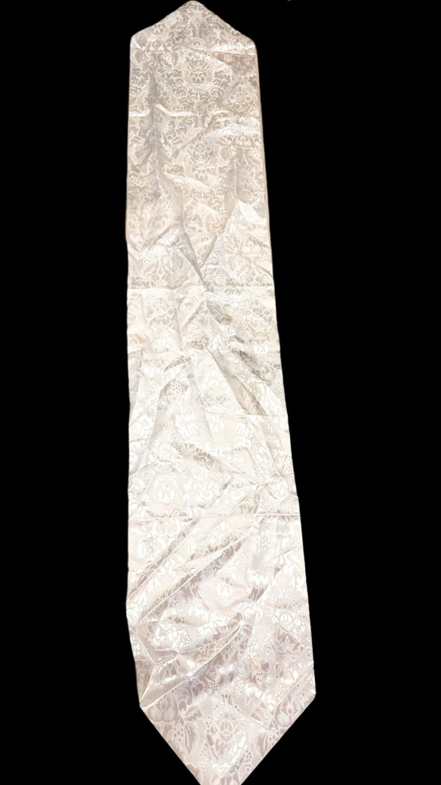 Cream on Cream Brocade Table Runner – 70” x 12” Elegant Home Décor